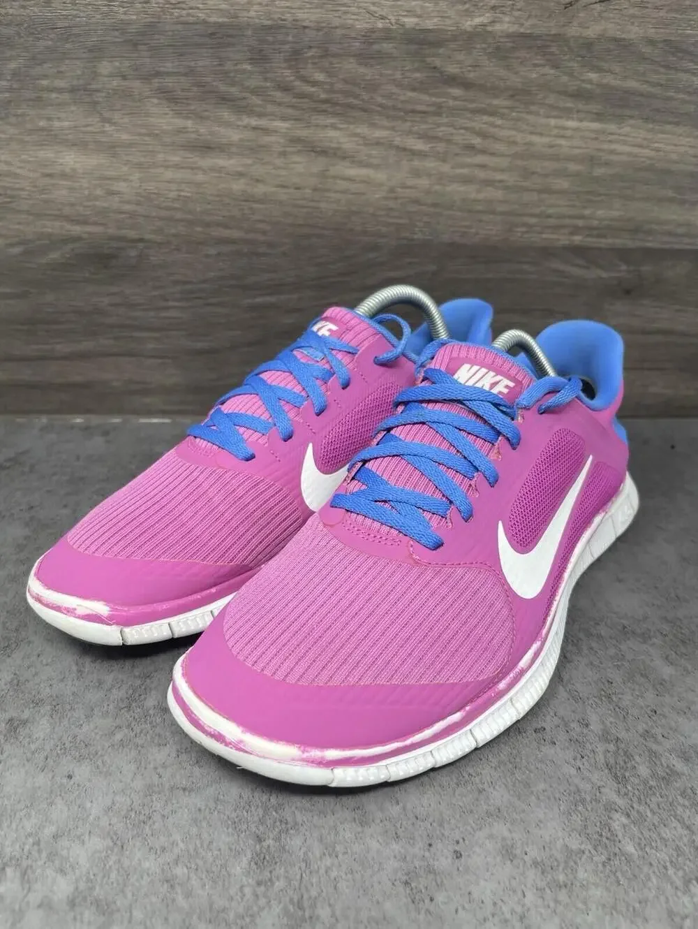 Nike Free 4.0 Running Sneakers Womens Size 9.5 Pink Blue Athletic 580406-601 - Picture 2 of 11